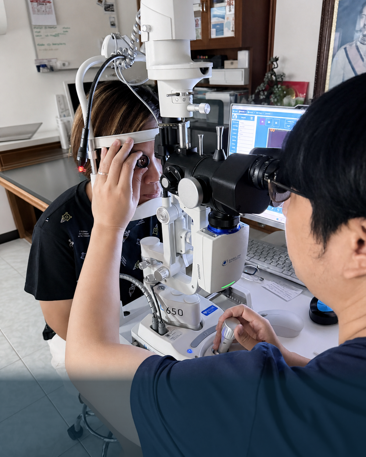 การตรวจส่วนหน้าของดวงตาด้วยเครื่อง Slit Lamp